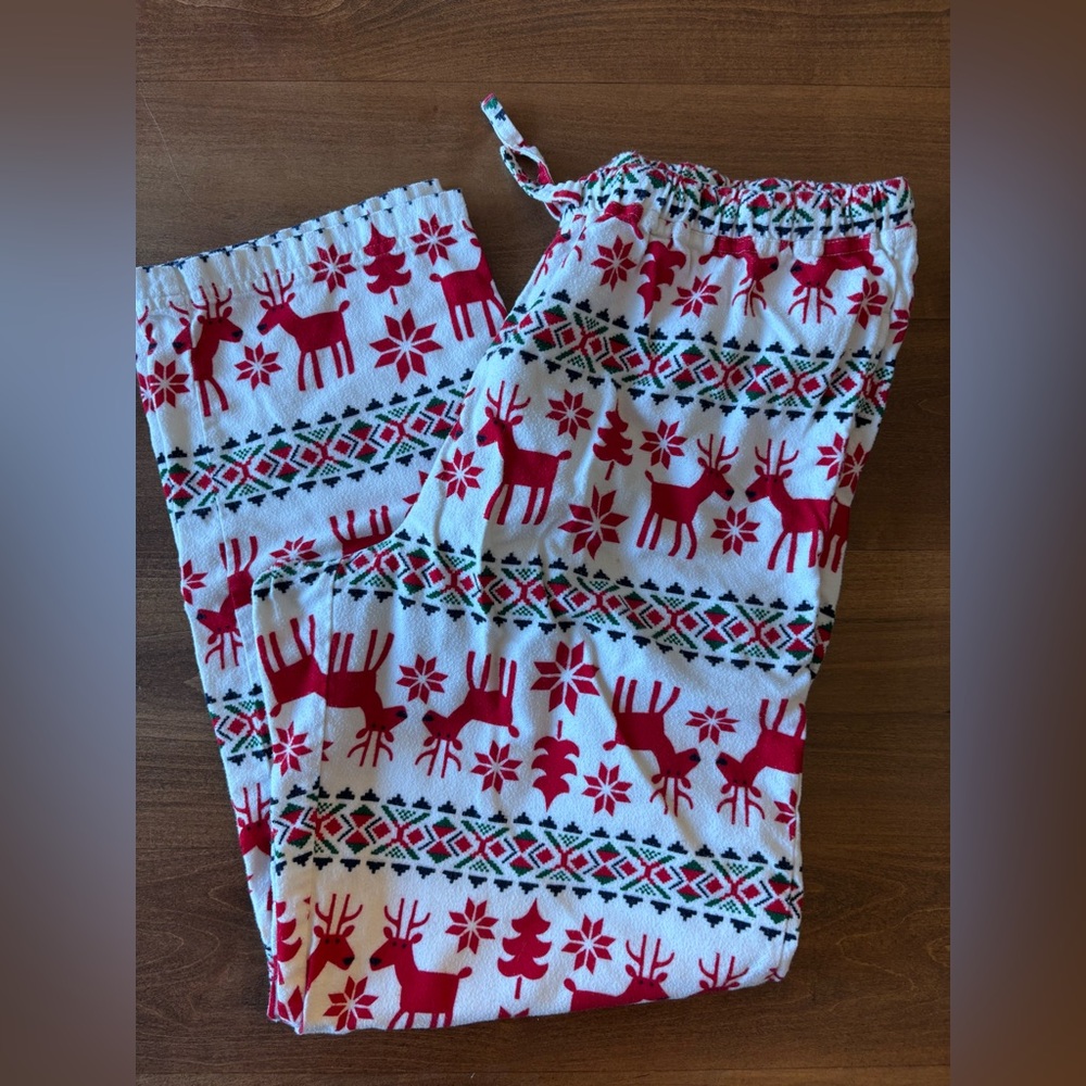 Hanna Andersson Red and White Reindeer Pajama Bottoms